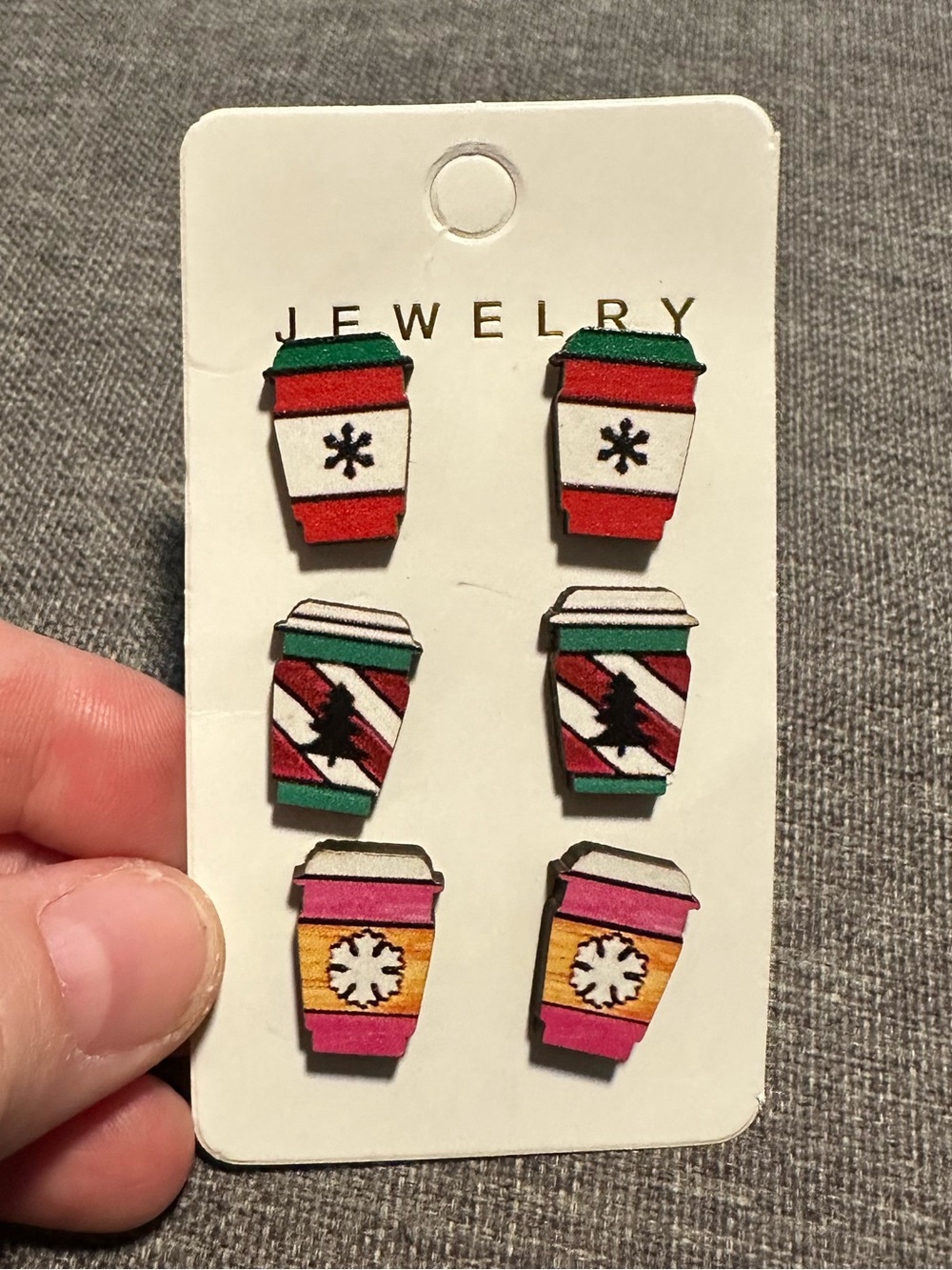 Christmas Coffee Cup Earrings 3‎ Pair  NWT